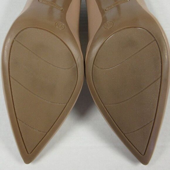 NINE WEST Etta Leather Pumps Shoes Womens 9.5 Nude Tan Pointed Toe Stiletto Heel - Picture 14 of 15
